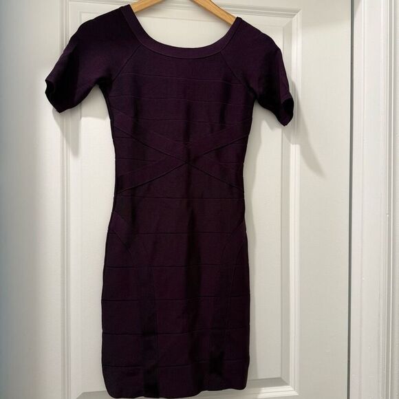 Bebe URBAN GOTHIC FAIRY S/S ZIP BACK BANDAGE DRESS In Purple Size S $119 - Picture 2 of 5